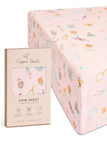 Premium Fitted Knit Crib Sheet/Toddler Sheet "Enchanted Friends" by Copper Pearl - color: Enchanted Friends
