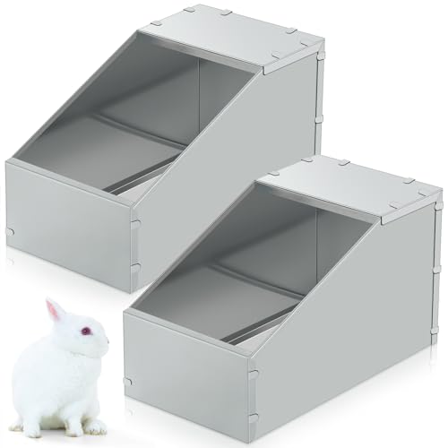 Maxcheck 2 Pcs Galvanized Metal Rabbit Nesting Box Bunny Small Animal Nest with Removable Acrylic Floor Durable Easy to Clean for Indoor Outdoor Use Rabbit Supplies(16 * 11.5 * 11.5 Inch) - size: 16"L x 11.5"W x 11.5"H
