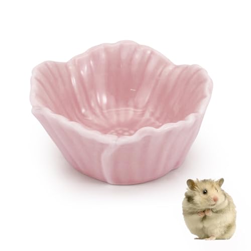 Small Ceramic Pet Hamster Bowl, Easy to Clean Anti Flipping Hamsters Food and Water Bowl, Small Animal Bowls for Dwarf Hamster, Parrots (Pink, s) - color: Pink, size: s,1pc