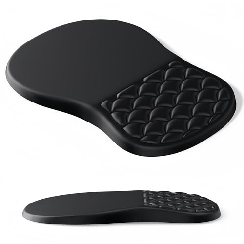 Ergonomic Mouse Pad Wrist Support with Massage Design,Classic Black Wrist Pain Relief Mousepad with Memory Foam,Non-Slip PU Base - color: A-01