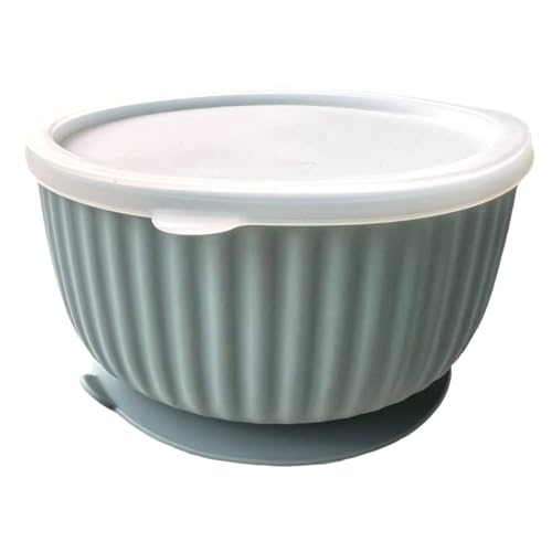 Cat Bowl with Suction Cup & Silicone Lid 13oz/400ml – Elevated Non-Slip Pet Dish for Kittens, Small Dogs, Rabbits – Dishwasher Safe Wet & Dry Food Feeder (Soft Grey) - color: Soft Grey
