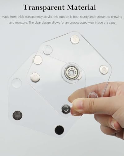 Strong Magnet Running Wheel Support for Hamster Cage,No Drill Installation | Hexagonal Acrylic Sheet, Adjustable Stand, Universal Fit for Small Animals Cage