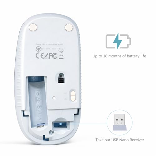 VssoPlor Wireless Mouse, 2.4G Slim Computer Laptop Mouse, Light Blue | Portable Mouse, Plug & Play USB Nano Receiver, Quiet Silent Optical Mice for Notebook, PC, Laptop, Computer, Windows, Mac - color: Light Blue