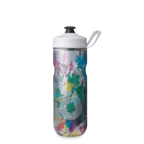 HydraPak Polar Sport Insulated Water Bottle (20oz, Splash Multi) | High Flow, BPA Free, Tri-Layer Insulation, Leakproof, Dash Handle, Easy Squeeze, Self-Sealing Cap, for Sports - color: Splash Multi, style: 20oz/600ml