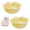 BNOSDM Shallow Ceramic Hamster Food Dish 2 Pcs Small Animals Food Bowl Sunflower Feeding Dishes for Gerbils Mice Rats 4.5in (Dark Green) - color: Yellow