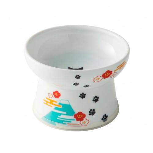 Necoichi Ceramic Elevated Cat Food Bowl (Fuji, Regular Flat) - color: Fuji, size: Regular