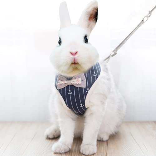 Rabbit Harness and Leash for Walking Escape Proof - Cute Mesh Breathable Bunny Vest Harness Outdoor Camping Hiking Training - Also Suit for Ferret Kittn Puppy Small Animals (Medium) - size: Medium