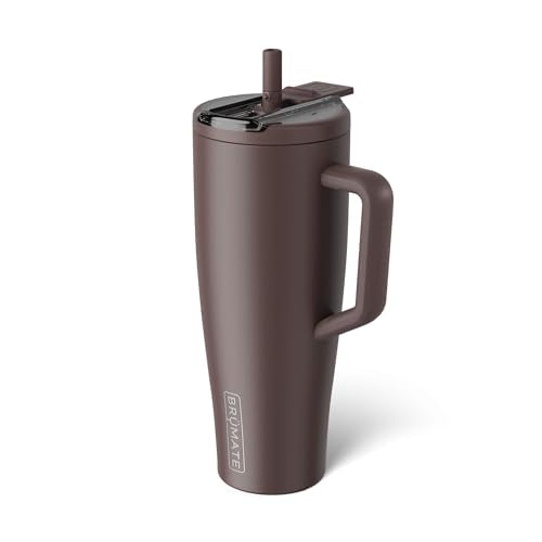 BrüMate Era Flip 40oz Tumbler with 100% Leakproof Covered Straw Lid | Hygienic Covered Straw | Insulated Stainless Steel Water Bottle with Handle | Cup Holder Friendly | BPA-Free (Java) - color: Java, size: 40 Ounces