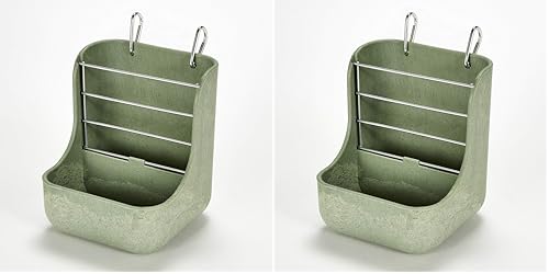 Kaytee Hay & Food Bin Feeder with Quick Locks for Pet Rabbits, Chinchillas, Guinea Pigs and Other Small Animals (Pack of 2) - size: 5.75 inches x 6 inches x 7 inches (Pack of 2)