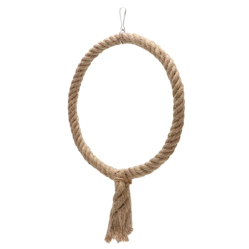 Bird Rope Swing Toy Parrot Climbing Perch Stand for Cockatiel Conure Cockatoo Parakeet Cage Hanging Decor (B: Round)