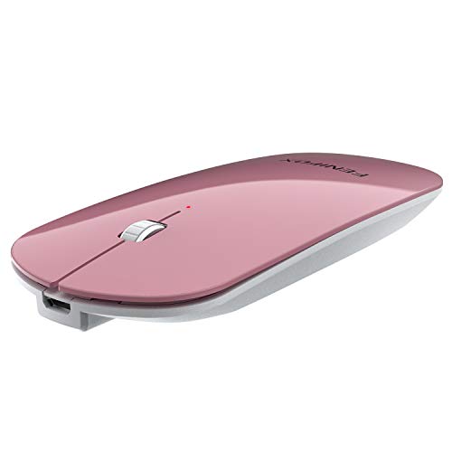 FENIFOX Bluetooth Mouse Slim, Whisper-Quiet Mini Flat Portable Mobile Mice Rechargeable Compatible with Laptop,PC,Android Windows Tablet (Rose Gold) | Flat, Portable, Whisper Quiet, 3 Buttons Design , 2400 DPI Precision for iPad Laptop MacBook Tablet iPho