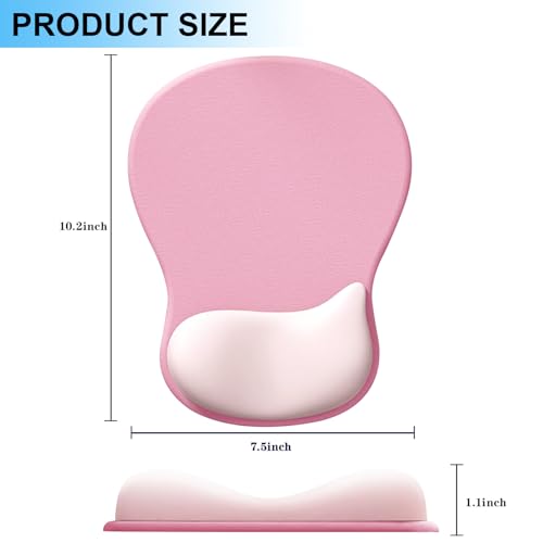 Ergonomic Mouse Pad with Gel Wrist Support, Comfortable Wrist Rest Mousepad with Non-Slip PU Base for Pain Relief, Desk, Home & Office(Dark Pink) - color: Dark Pink