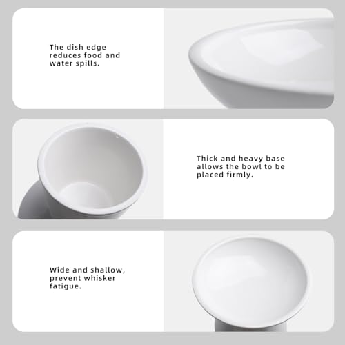 Ceramic Elevated Cat Bowls - 6.2 Inch Extra Wide Raised Cat Food and Water Bowl Set for Indoor Cats, Whisker-Friendly Ceramic Cat Dish for Elder Big Cats & Small Dogs,White,4 Pack - color: White, size: 4 Pack