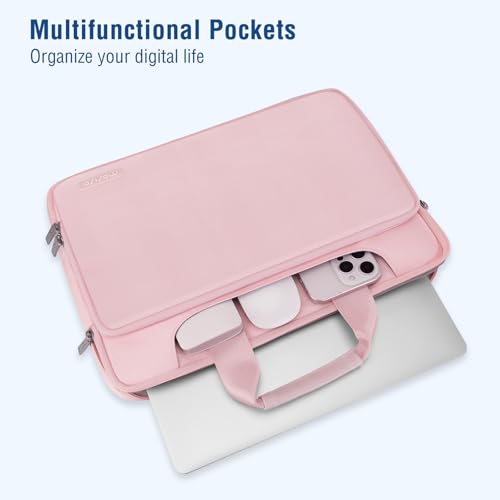 MOSISO 360 Protective Laptop Bag 14 inch, 14 inch Computer Bag | Compatible with HP Lenovo Dell ASUS Acer, HP Stream,Dell Latitude,IdeaPad, Laptop Carrying Case with Strap&Handle, Pink - color: Pink, size: 14 inch
