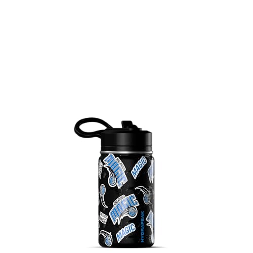Hydrapeak NBA Officially Licensed Orlando Magic Mini 14oz Kids Stainless Steel Water Bottle with Straw Lid & Flexible Handle, Double Wall Insulated, Spill Proof, Perfect for Back to School - color: Orlando Magic