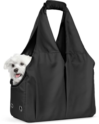 Dog Purse Carrier for Small Dogs, Cats, and Puppies (Black) | Soft-Sided Dog Bag Carrier with 4 Large Pockets, Lightweight, Collapsible, Fits Pets up to 15 lbs, for Travel, Outings - color: Black