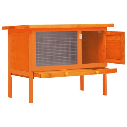 vidaXL Outdoor Rabbit Hutch Small Animal House Pet Cage 1 Layer Wood | Made from solid pine wood and plywood, Easy to clean thanks to a removable bottom tray,
