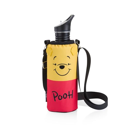 Picnic TIME Disney Shorts Bottle Cooler Tote, Insulated Water Bottle Holder with Adjustable Shoulder Strap for Travel Picnic Theme Parks, Fits 20 to 26 oz Bottles - color: Disney Winnie the Pooh - Red & Yellow