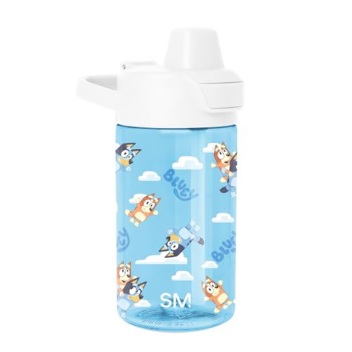 Simple Modern Bluey Kids Tritan Plastic Summit Water Bottle | 12 oz BPA-Free Cup with Covered Leak Proof Straw Lid for Boys, Girls, Toddlers | Bluey Sky - color: Bluey: Sky, style: Covered Lid | 12oz