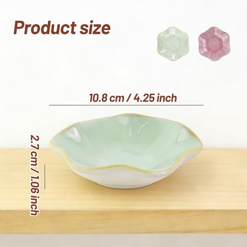 4 Inch Ceramic Small Dish - Unique Artwork Lotus Leaf Bowl for Hamster Food, Jewelry Display, Sauce & Decorative Ornament (Green1, Leaf) - color: Green1, size: Leaf