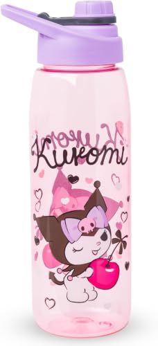Silver Buffalo Sanrio Hello Kitty and Friends Kuromi Cherry Hearts Water Bottle with Screw-On Lid, 28 Ounces (Pack of 12) - color: Sanrio Kuromi, size: 27.1 Ounces (Pack of 12)
