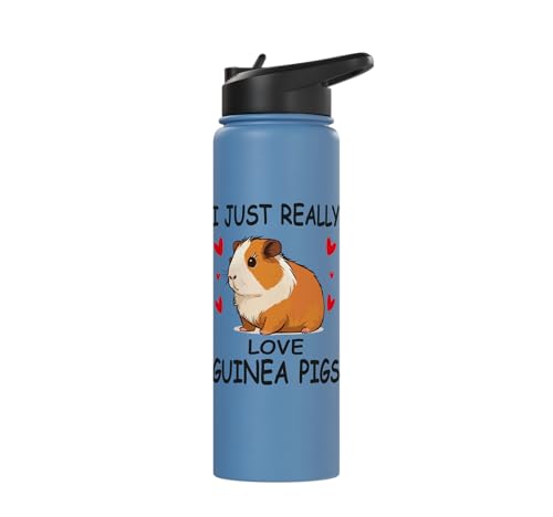 I just really love guinea pigs, Cute Guinea pig Stainless Steel Insulated Water Bottle - color: Light Blue