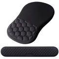 Ergonomic Mouse Pad Wrist Support, 2 in 1 Keyboard Wrist Rest Set | Memory Foam, 15° Ergonomic Slope, Massage Bead Design, Non-Slip PU Base, Lycra Fabric, for Office & Gaming,Black - color: Black