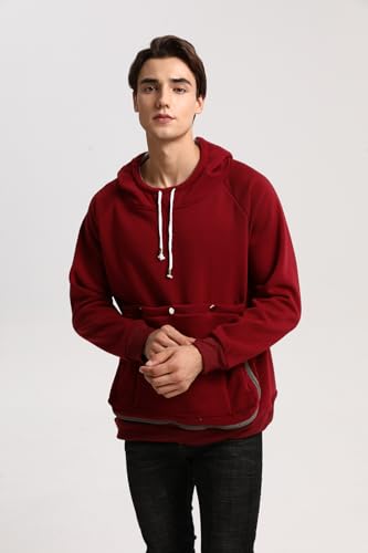 Pet Cat Dog Pouch Hoodie Small Animal Carrier – Kitten Puppy Pouch Sweatshirt Holder Fleece Unisex Hoodies Burgundy - color: Burgundy, size: Small