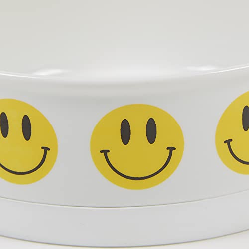 Bone Dry Ceramic Food Bowls, Non-Slip & Dishwasher Safe, Medium Set, 6x2, Smiley Face, 2 Count - color: Smiley Face, size: Medium Set, 6x2"