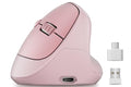 Ergonomic Vertical Wireless Mouse, 57°, Small/Medium Hands, Pink | Rechargeable, Quiet Click, 800/1200/1600 DPI, 2.4GHz USB Receiver, Forward/Back Buttons, Computer Mouse for Laptop PC Mac - color: Pink