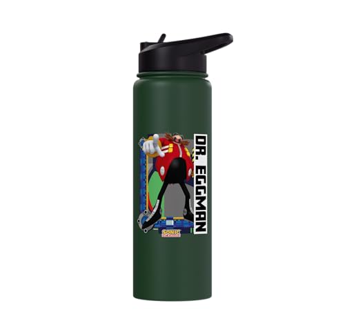 Sonic the Hedgehog - In the Zone - Dr. Eggman Stainless Steel Insulated Water Bottle - color: Dark Green
