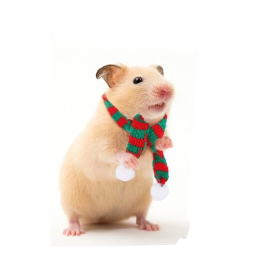 5 Pcs Hamster Set Chew Toys Tree Wooden Seesaw Habitat Décor Cloth Christmas Hat for Small Animal Chinchillas, Bunny,Mice,Rats,Mouse (Christmas Set)