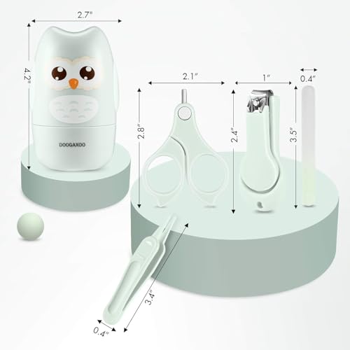 Baby Nail Clippers, 4-in-1 Safe Baby Nail Kit with Cute Case, Nail Clipper, Scissors, Tweezers, Nail File Set for Newborn, Infant, Toddler and Kids-Owl Green - color: Green