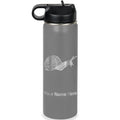 LaserGram Personalized 20oz Water Bottle, Snail (Gray) | Engraved Gift, Vacuum Insulated Stainless Steel, Flip-Top Straw Lid, Laser Engraved With Your Name - color: Gray, size: 20 Ounces