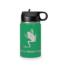 LaserGram Personalized 12oz Water Bottle, Tree Frog (Green) | Engraved Gift, Vacuum Insulated Stainless Steel, Flip-Top Straw Lid, Laser Engraved With Your Name - color: Green, size: 12 Ounces