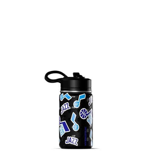Hydrapeak NBA Officially Licensed Utah Jazz Mini 14oz Kids Stainless Steel Water Bottle with Straw Lid & Flexible Handle, Double Wall Insulated, Spill Proof, Perfect for Back to School - color: Utah Jazz