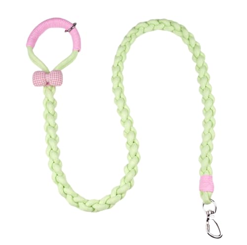 4FT Heavy Duty Braided Rope Dog Leash, Soft Cotton Design with Locking Clip for Medium & Large Dogs – Ideal for Walking & Training (Pink Bowknot) - color: Pink bowknot