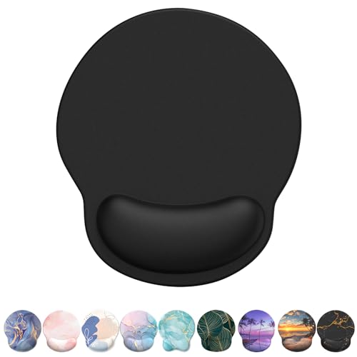 Mouse Pad with Wrist Rest, Comfortable Computer Mousepad with Gel Wrist Support Smooth Surface and Non-Slip PU Base for Pain Relief, Laptop, Office & Home (Black) - color: Black