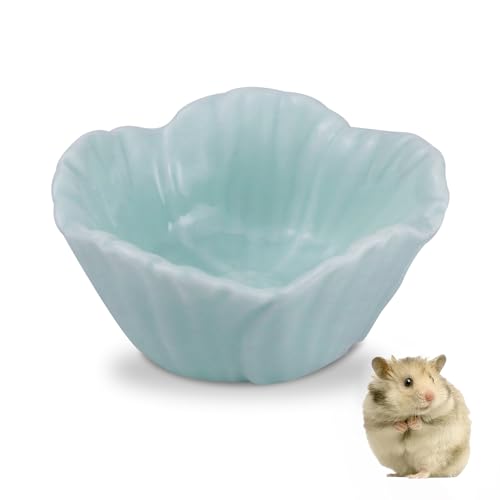 Small Ceramic Pet Hamster Bowl, Easy to Clean Anti Flipping Hamsters Food and Water Bowl, Small Animal Bowls for Dwarf Hamster, Parrots (Blue, s) - color: Blue, size: s,1pc