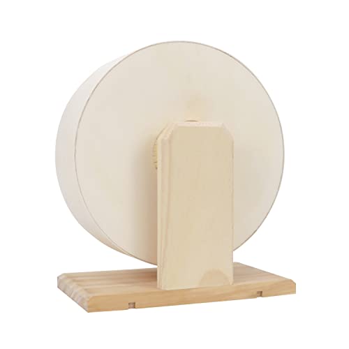 Small Pets Exercise Wheel Hamster Wooden Mute Running Spinner Wheel Play Toy for Rat Gerbil Mice Chinchillas Hedgehogs Guinea Pigs (M) - size: M