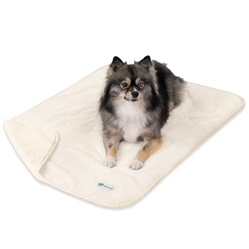 PETAMI Sherpa Fleece Waterproof CAT and Dog Blanket, Beige, Medium - color: Beige, size: Medium (29x40)