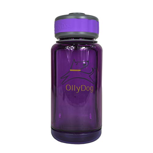 OllyDog OllyBottle | Tritan Dog Water Bottle with Detachable Bowl | BPA Free Leakproof Pet Dispenser | Hiking Travel (600ml, Plum) - color: Plum, size: 600ML