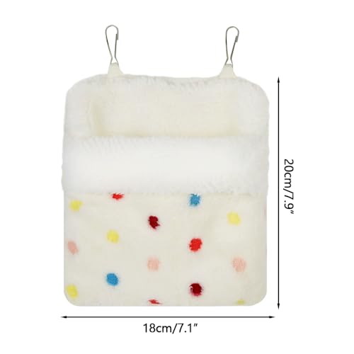 MiOYOOW Sugar Glider Sleeping Pouch, Winter Warm Plush Hamster Bed Hanging Small Animals Nest for Guinea Pig Squirrel Ferrets - color: white