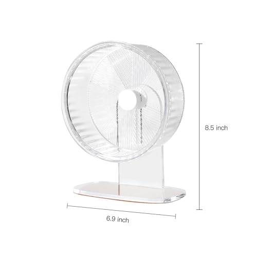 Super-Silent Hamster Exercise Wheel: Silent Spin Toys Hamster Running Wheels with Height Adjustable Stand for Hamsters Gerbils Mice Or Other Small Animals -6.5inch Clear - color: Clear, size: 6.5inch