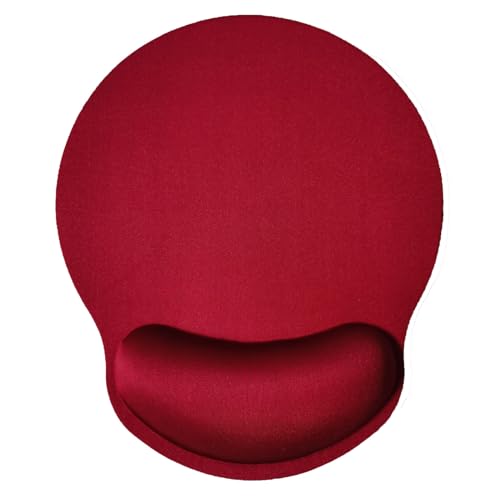 Mouse Pad with Wrist Support, Ergonomic Mouse Pad with Memory Foam Wrist Rest Cushion, Non-Slip Rubber Base Gaming Mice Pad for Home Office Computer Laptop, Red - color: Red