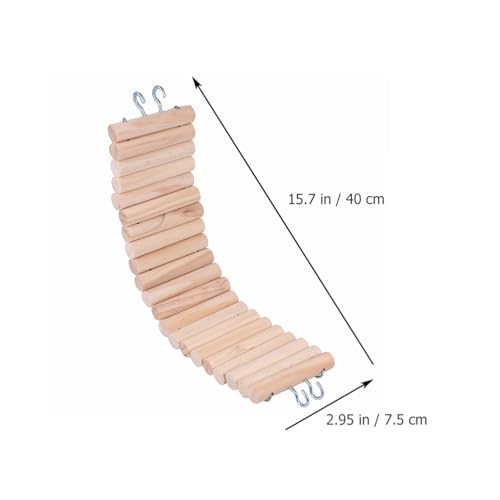 Hamster Ladder Bridge Wooden Hamster Chew Toy Small Animal Climbing Ladder for Cage Easy Hang Hooks Supports Balance and Coordination 15.74 X 2.95 X 0.39 in