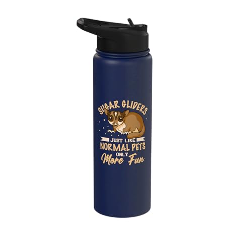 Australia Marsupial Wildlife Animal Lover Sugar Glider Stainless Steel Insulated Water Bottle - color: Navy Blue
