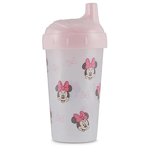 Disney Toddler Sippy Cups for Girls | 10 Ounce Minnie Mouse Sippy Cup Pack of Two with Straw and Lid | Durable Blue Leak Proof Travel Water Bottle for Toddlers
