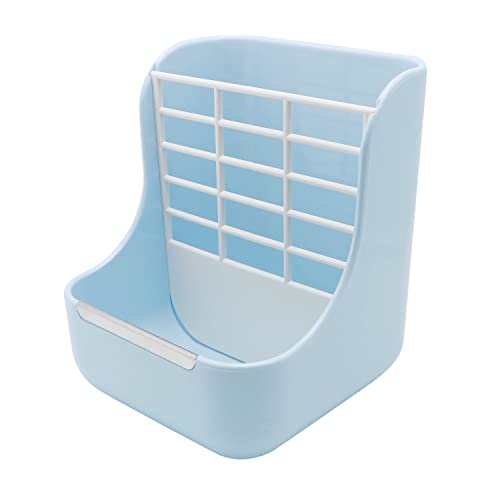 Litewoo Rabbit Hay Feeder 2 in 1 Automatic Guinea Pig Food Bowl, Blue | Bunny food bowl & hay rack, durable plastic, chew-resistant, for small animal/chinchilla/cage, 5.9x6.7x7.09in, easy to clean - color: Blue