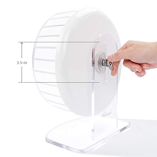 Niteangel Super-Silent Hamster Exercise Wheels: Quiet 10 inch Running Wheel | Can 10.6-13.4" Adjustable Height - No Bend Back Spinner Running for Dwarf Syrian Hamster Gerbils Mice Or Other Small Animal - color: White, size: Medium